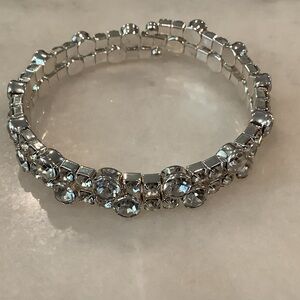 Guess Crystal Stretch Bracelet, Silver Tone, Brand New